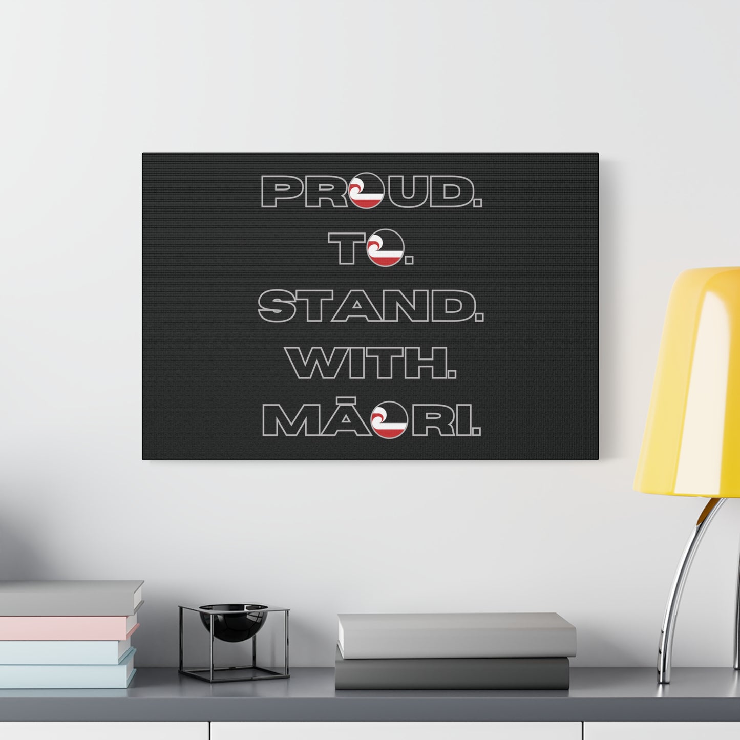 Proud. To. Stand. With. Māori. Classic Canvas - Black