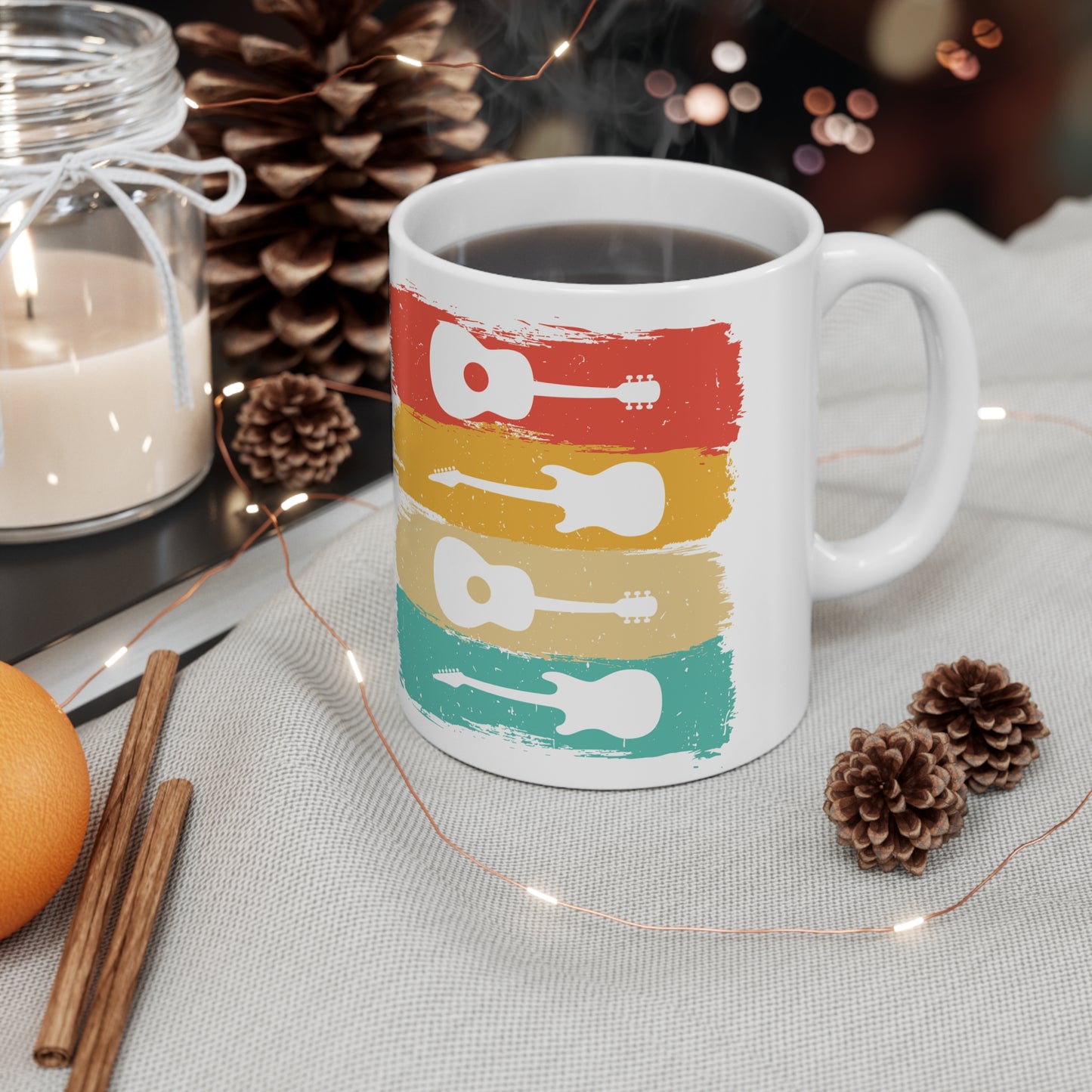 4 Guitars Ceramic Coffee Cups, 11oz