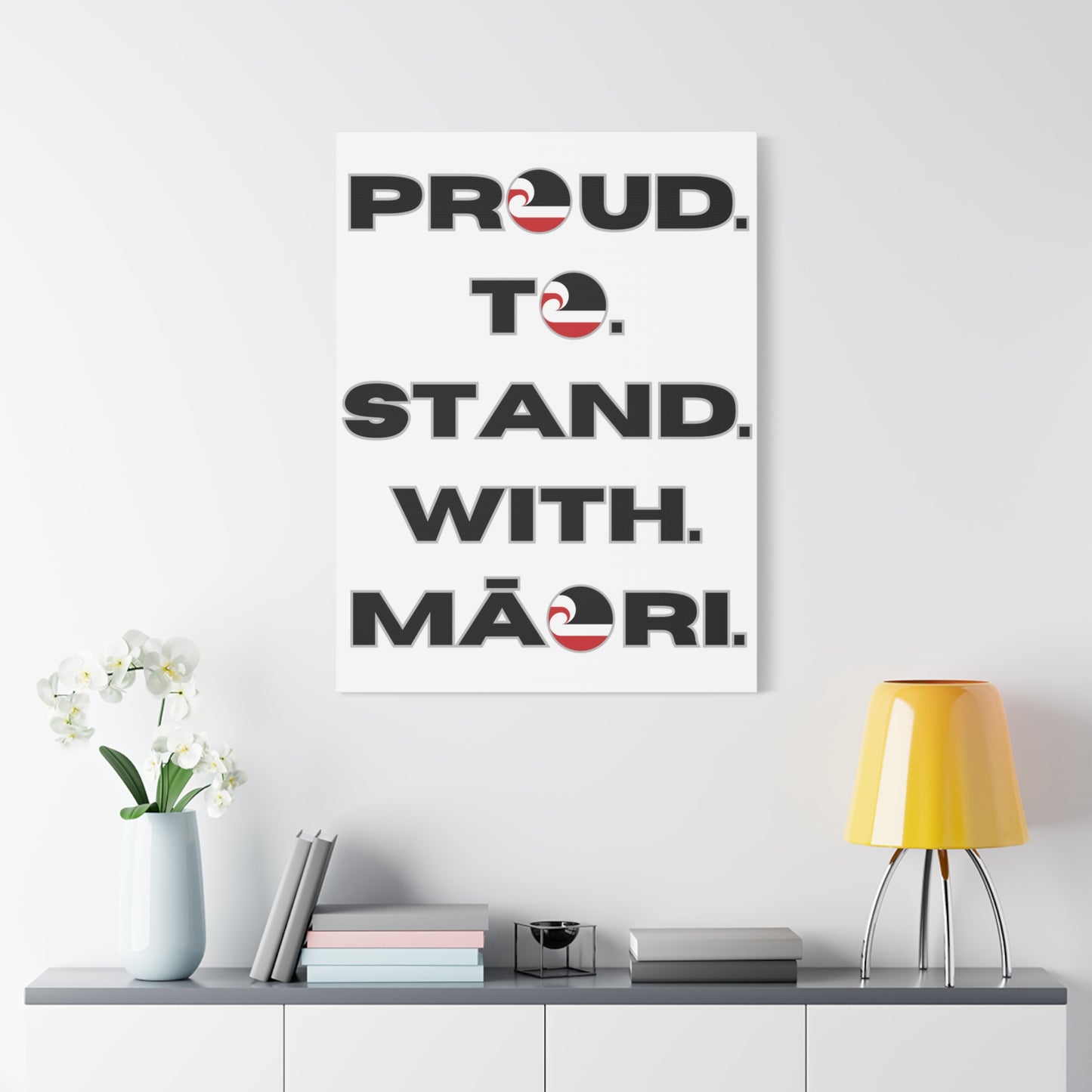 Proud. To. Stand. With. Māori. Classic Canvas - White