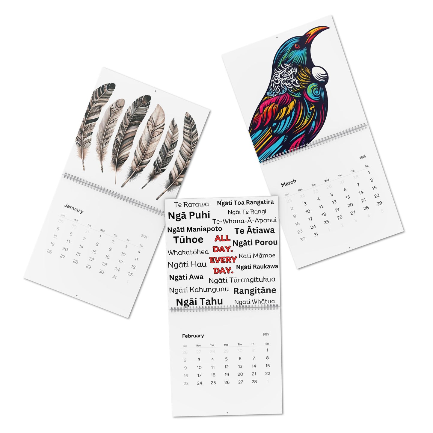 Exclusively Designed Māori Inspired #2 Standard Wall Calendar (2025)