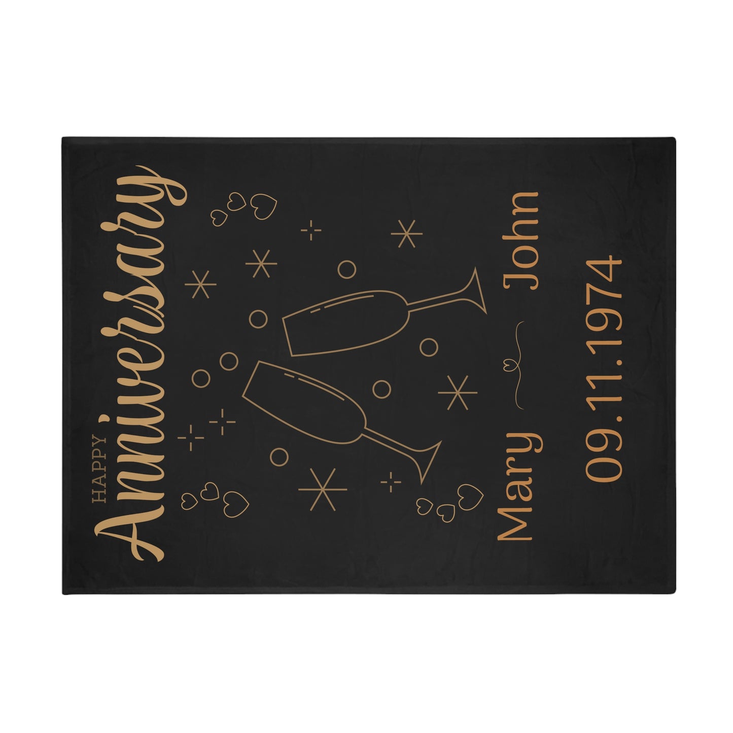 Customisable Anniversary Plush Fleece Blanket - black