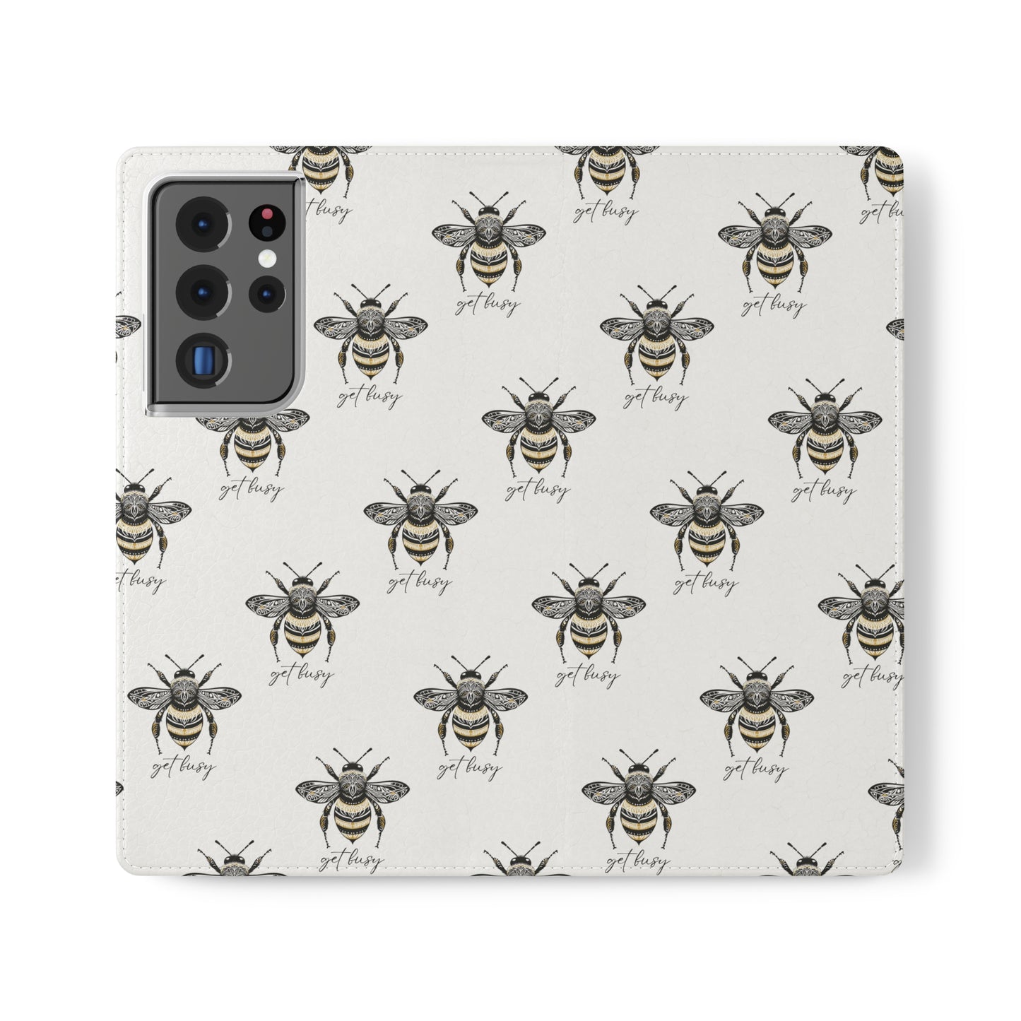 Get Busy Bee Flip Cases for iPhone/Samsung - white