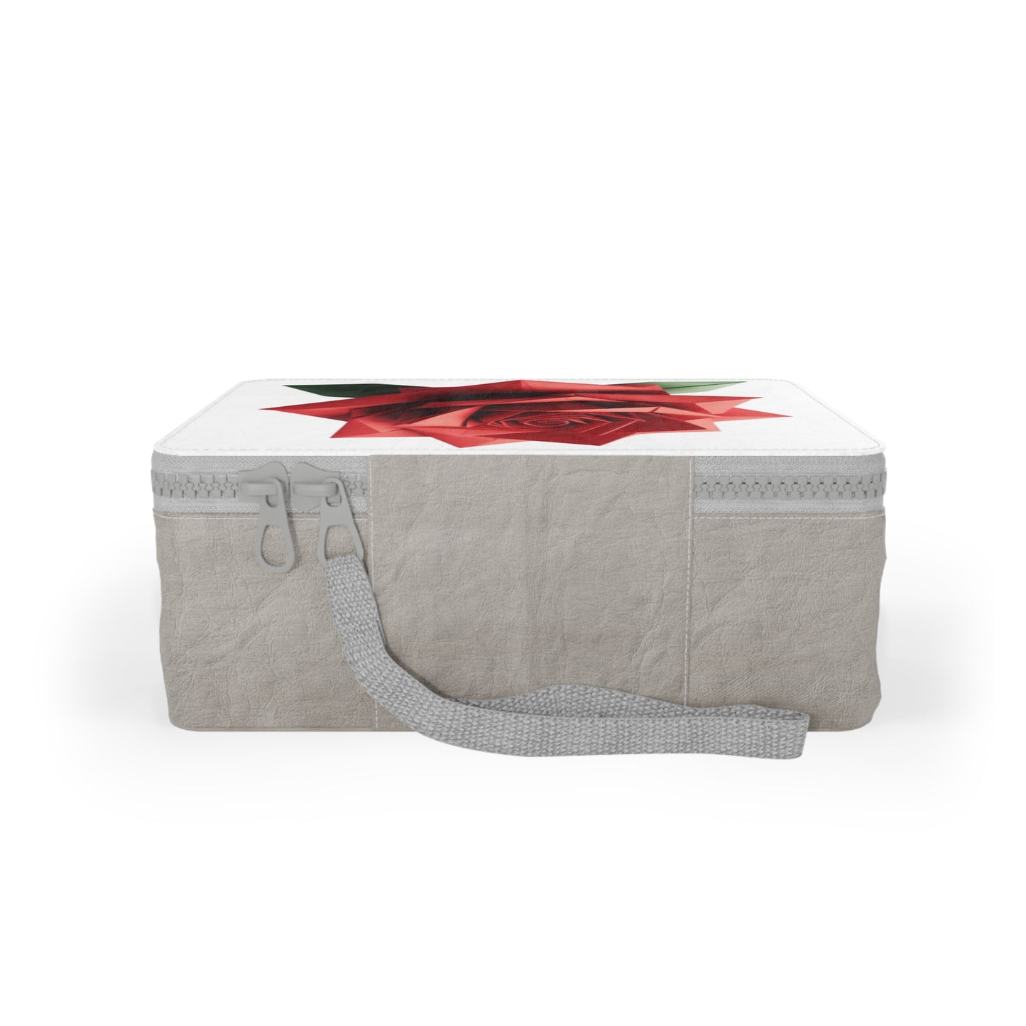 Origami Red Rose Paper Lunch Bag - white