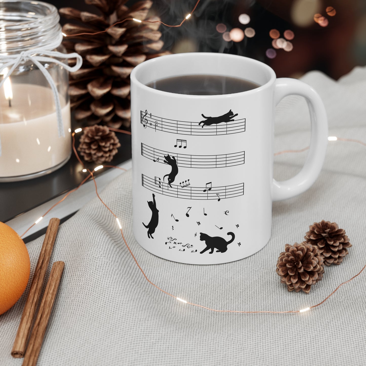 Cats 'n' Music Ceramic Coffee Cups, 11oz
