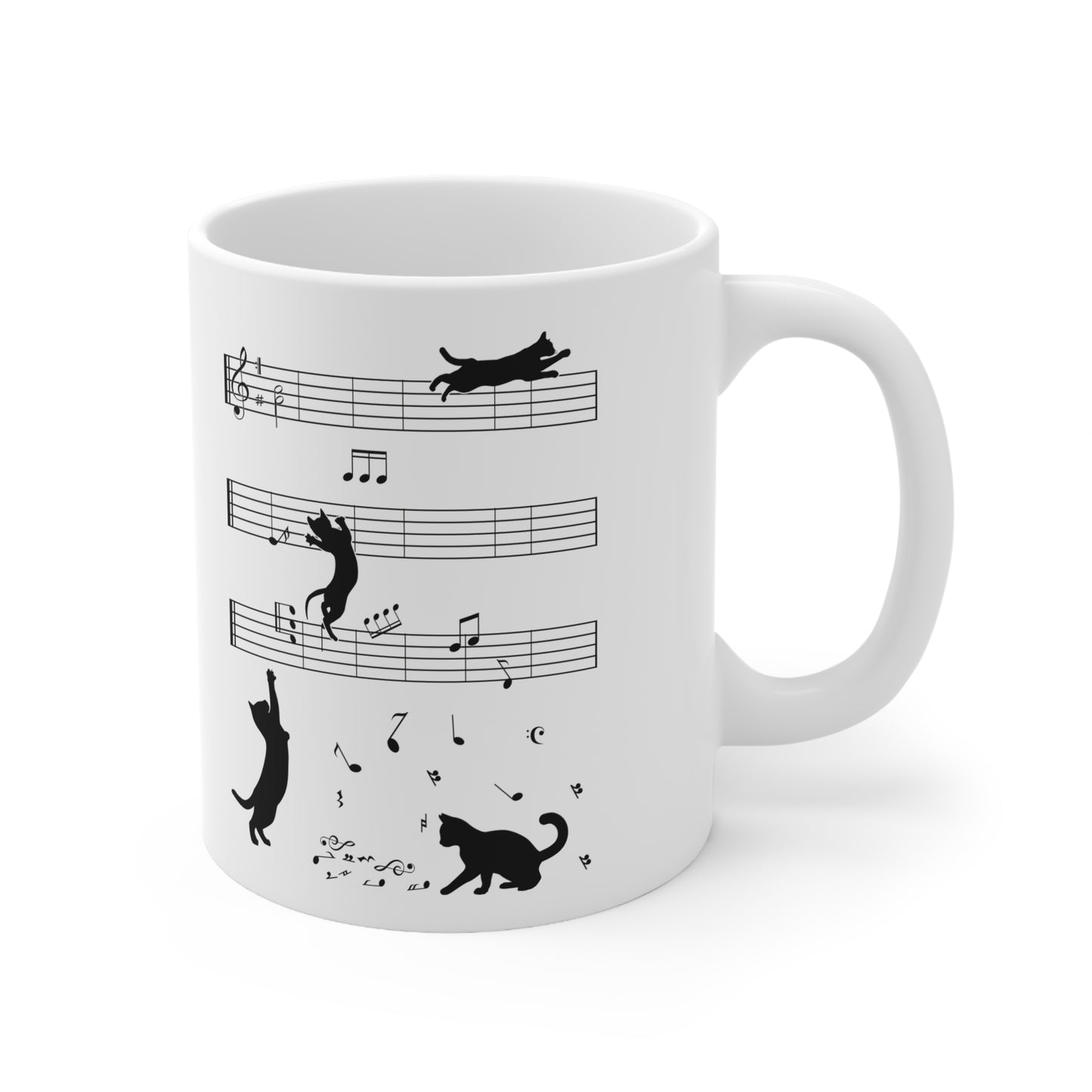 Cats 'n' Music Ceramic Coffee Cups, 11oz