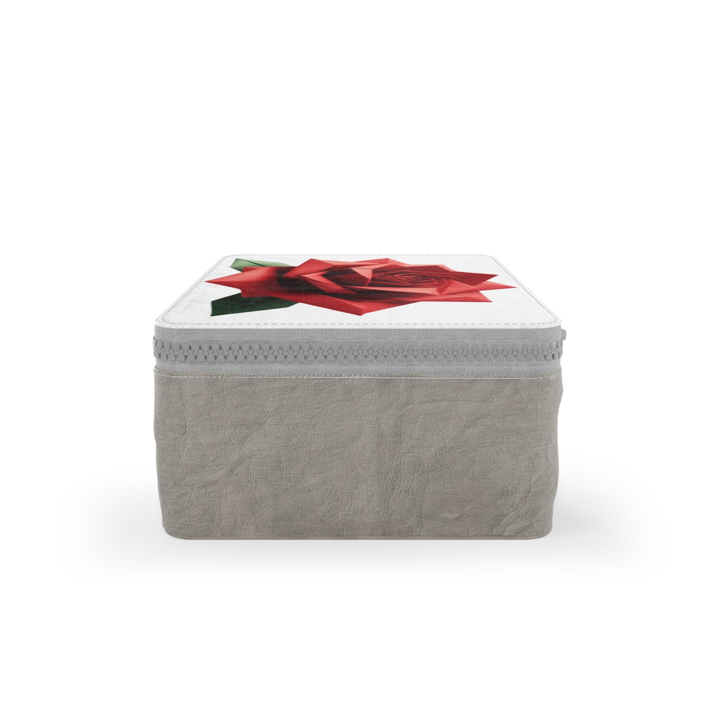 Origami Red Rose Paper Lunch Bag - white