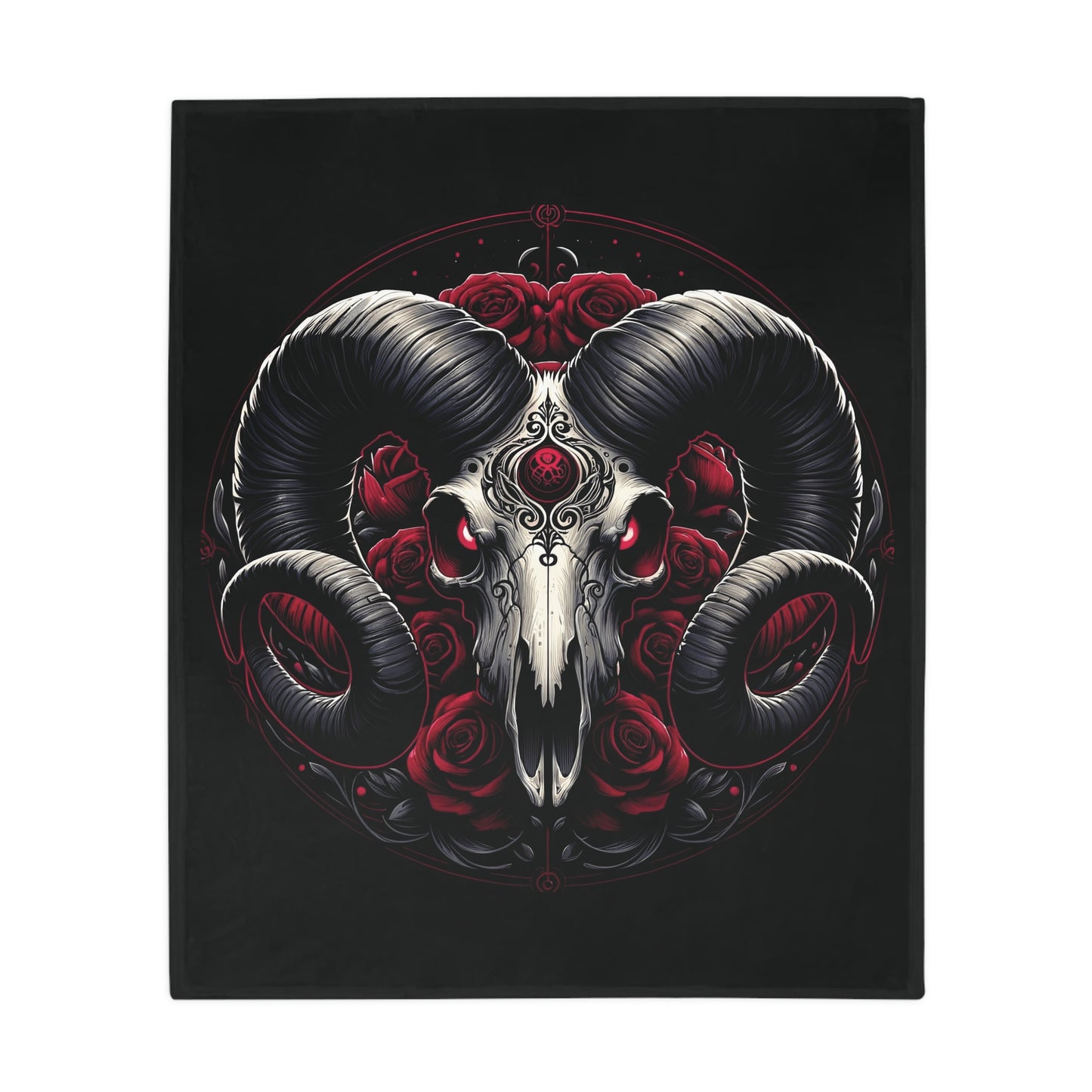 Gothic Aries Plush Fleece Blanket - black