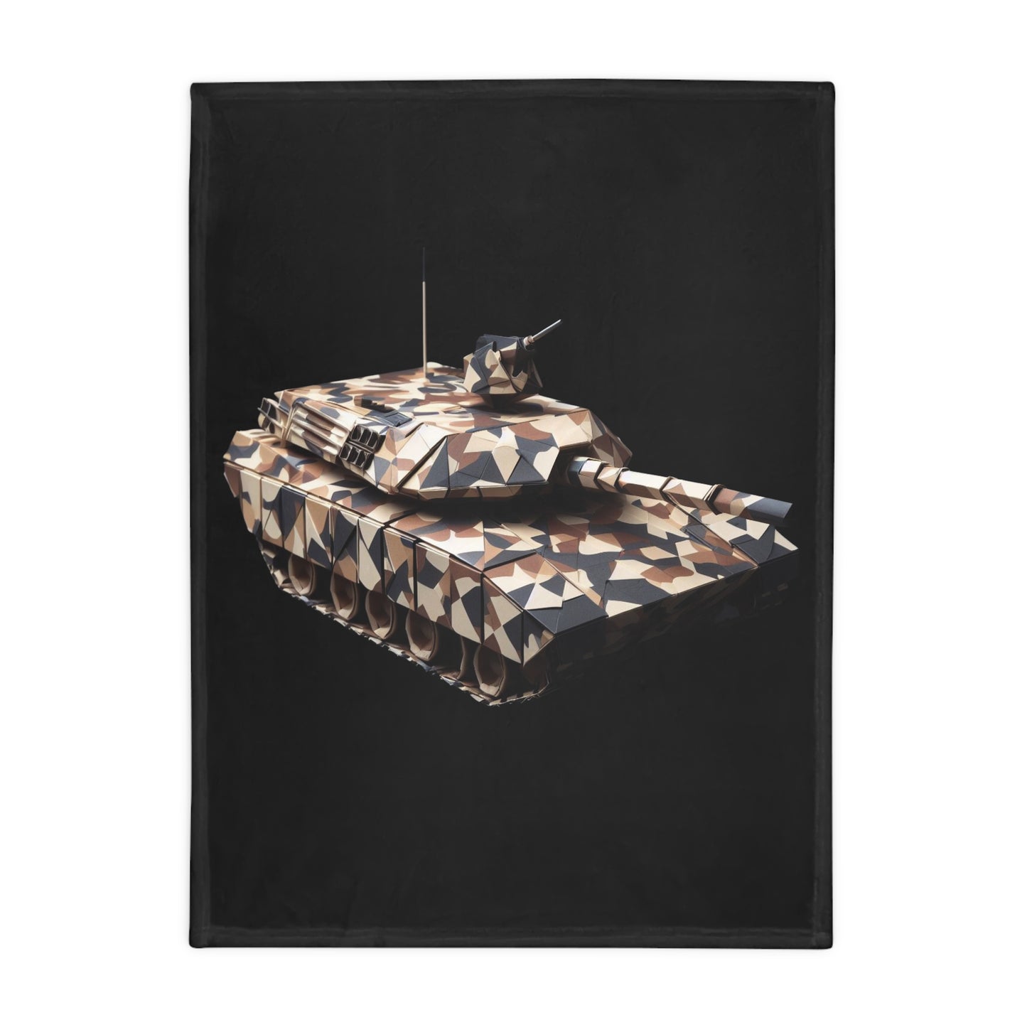 Origami Camo Tank Plush Fleece Blanket - Black