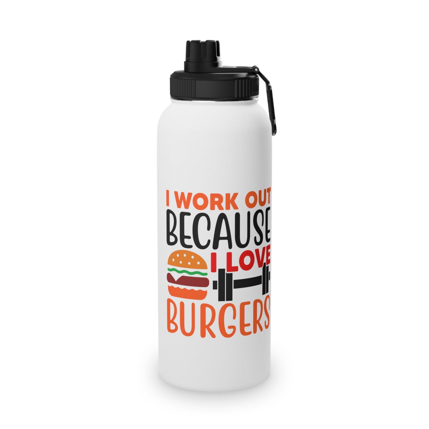 I Love Burgers Stainless Steel Sports Water Bottle - 3 sizes