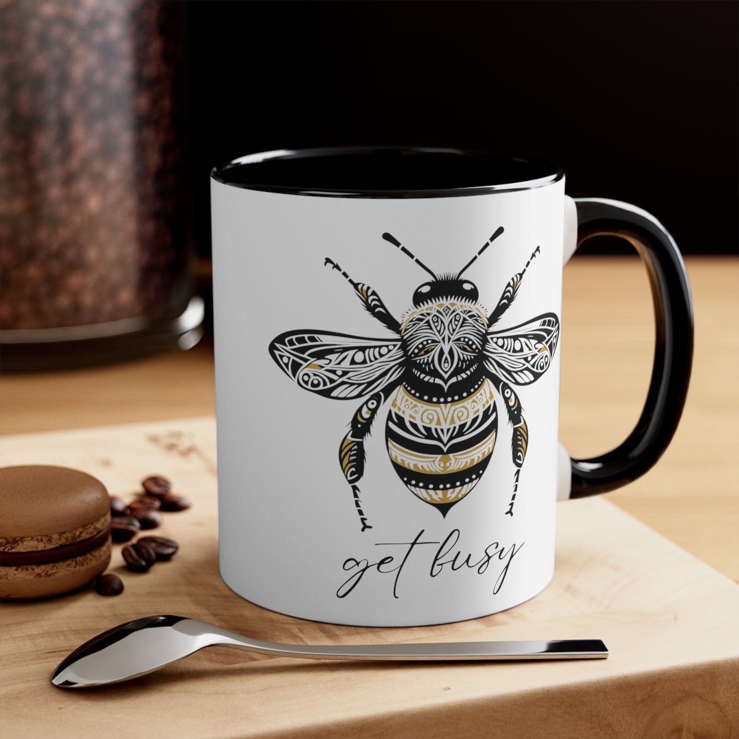 Get Busy Bee Colorful Accent Mugs, 11oz (330 ml)