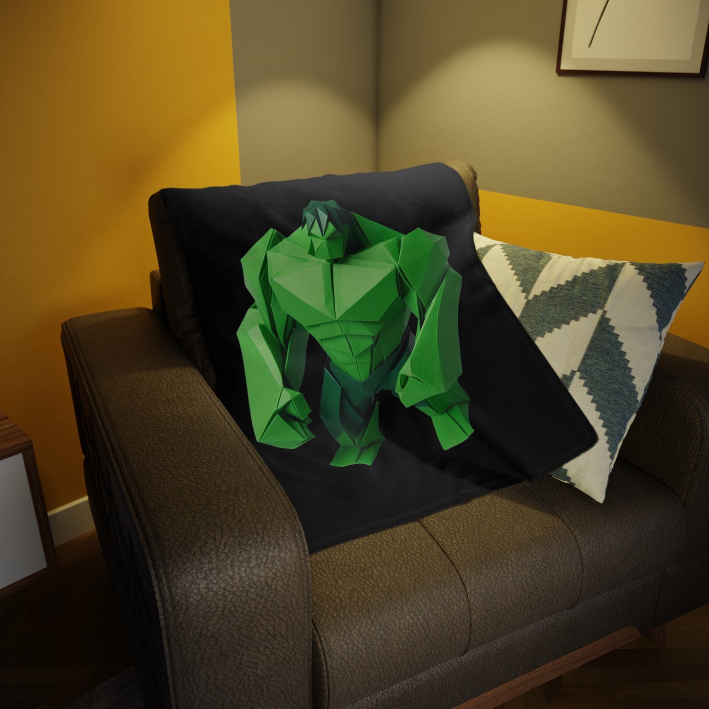 Origami Hulk Plush Fleece Blanket - Black