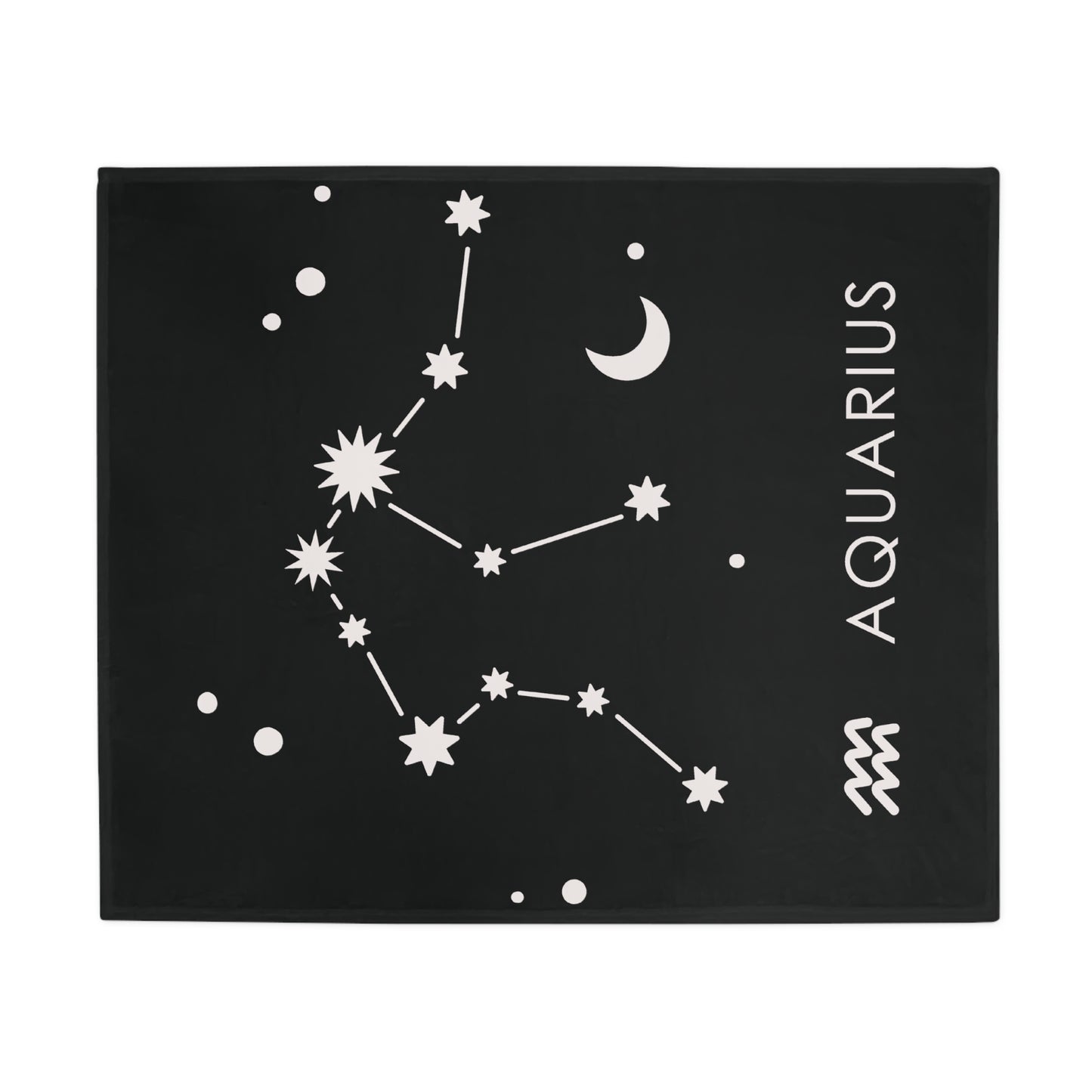 Aquarius Star Map Plush Fleece Blanket - black