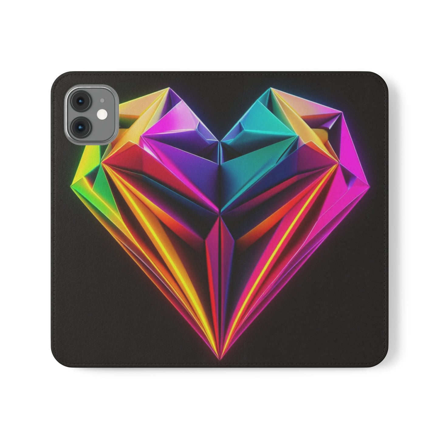 Origami Neon Heart Flip Cases - iPhone/Samsung