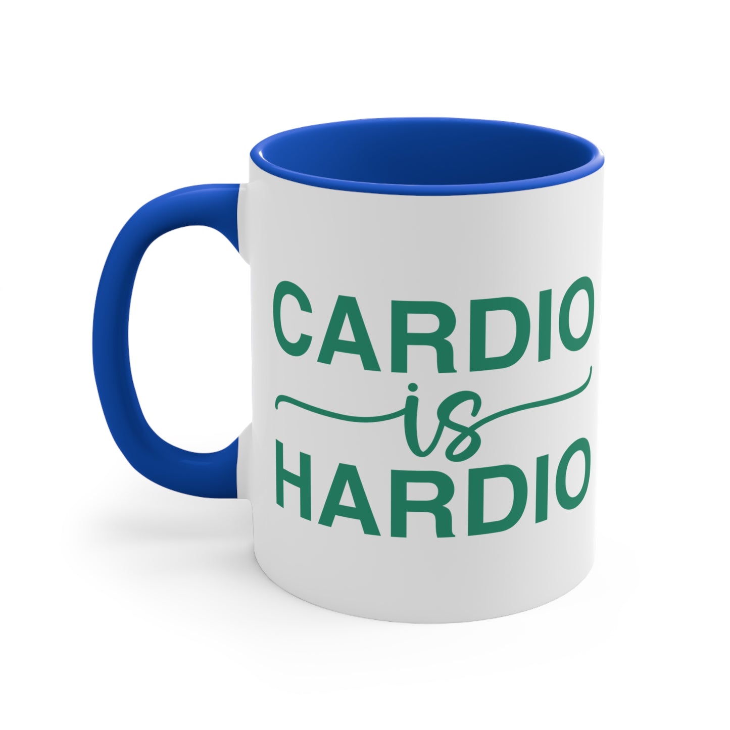 Cardio is Hardio Workout Colorful Accent Mug 11oz - For Gym Fitness Enthusiasts