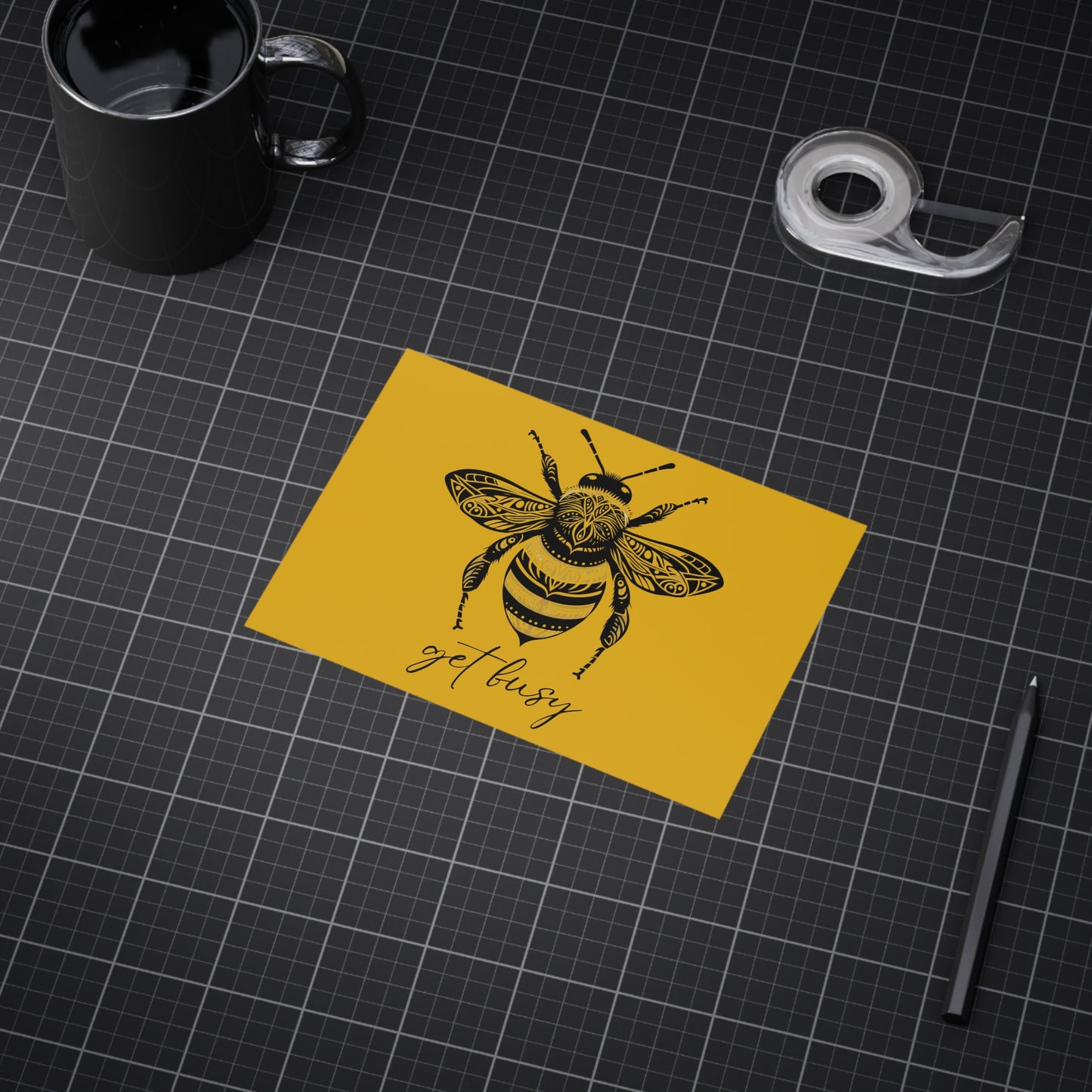 Get Busy Bee Unframed Prints - yellow