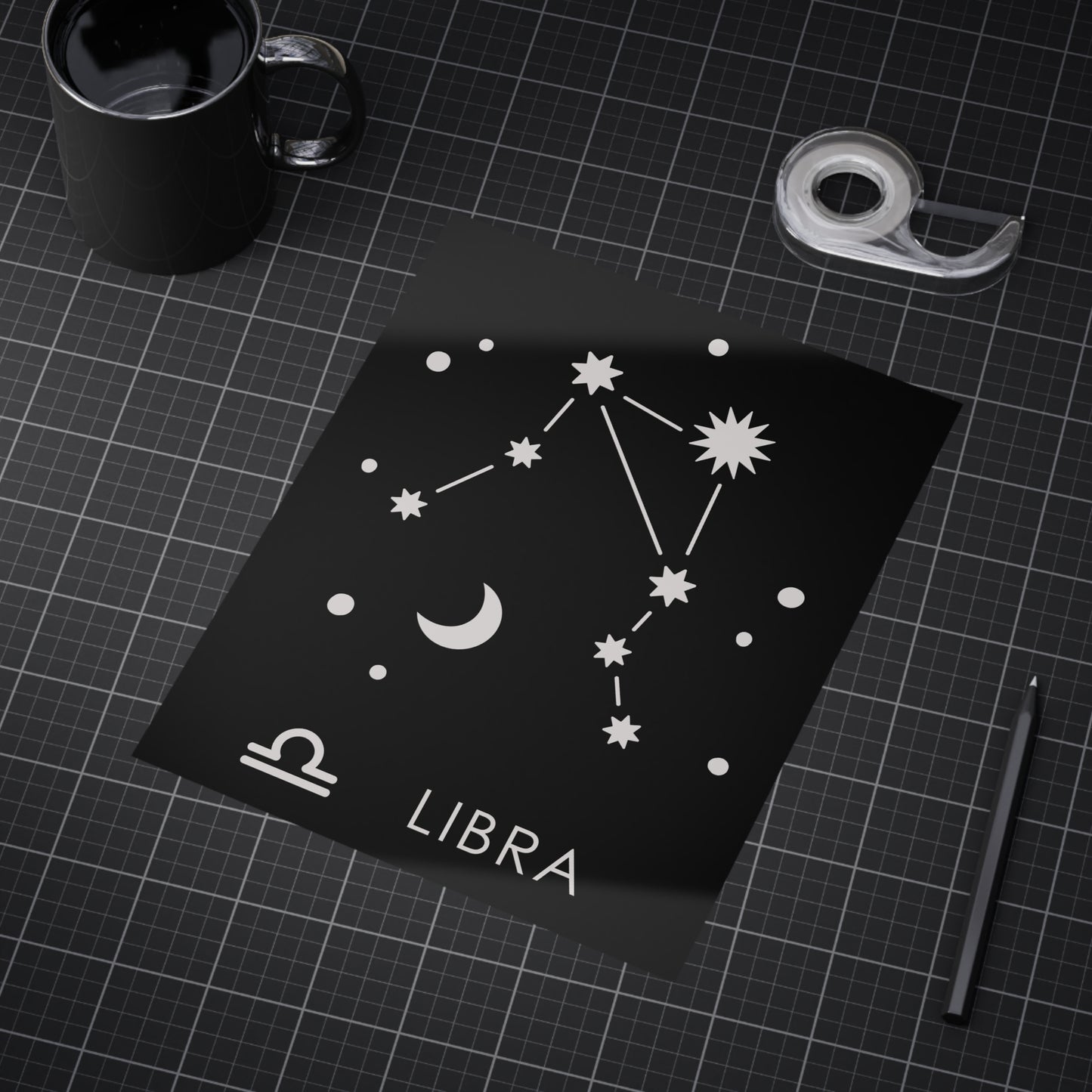 Libra Starmap Unframed Prints - black