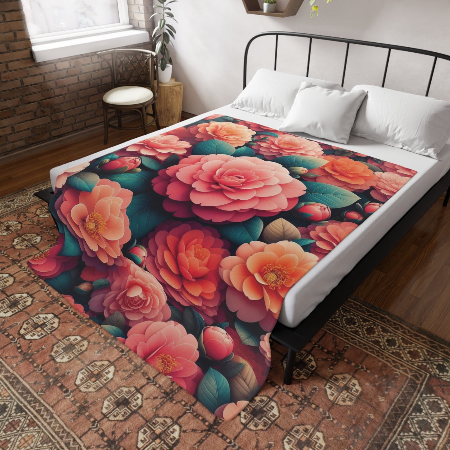 Camelias #2 Plush Fleece Blanket