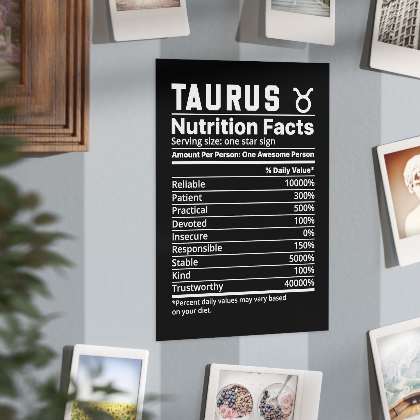 Taurus Nutrition Unframed Prints - black