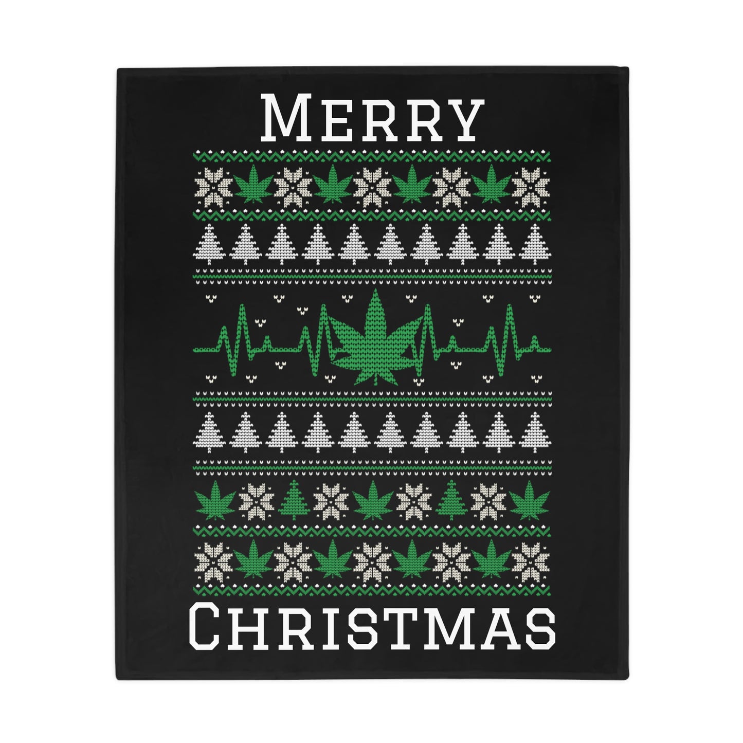 Ugly Christmas Sweater - Weed Plush Fleece Blanket