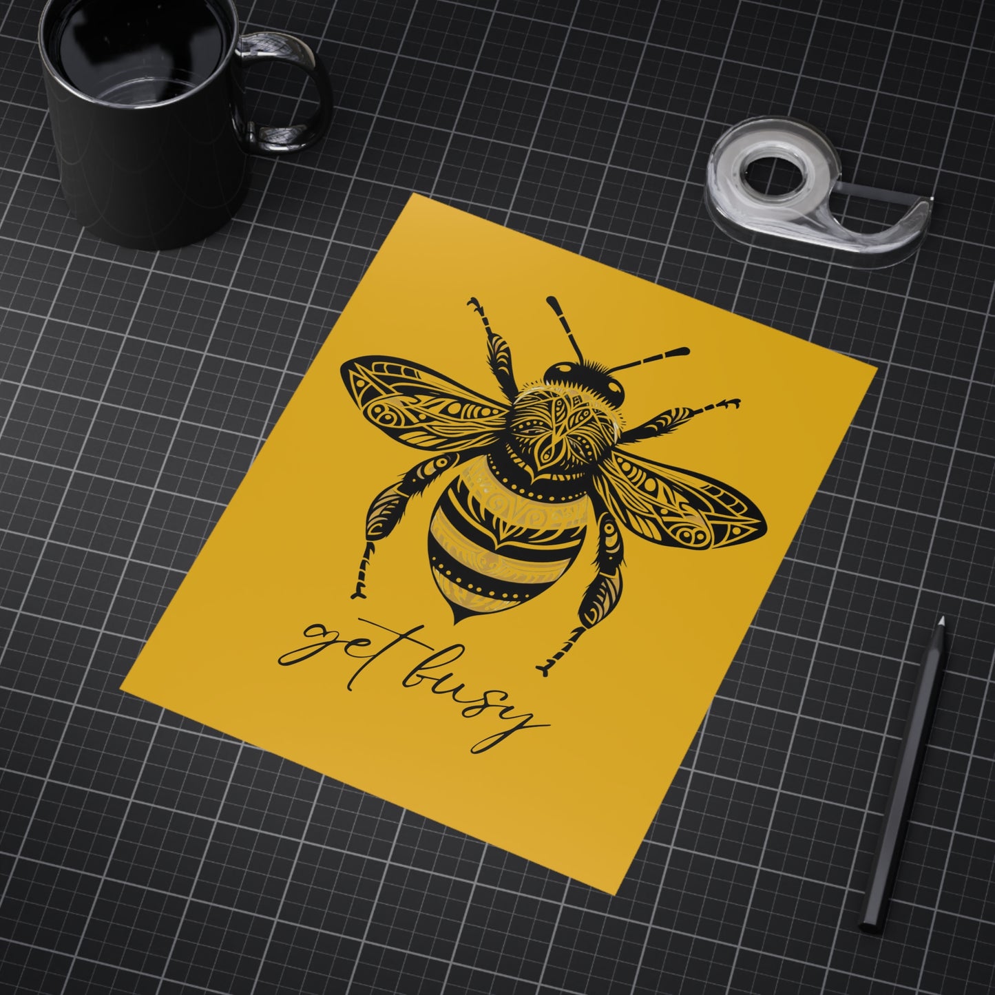 Get Busy Bee Unframed Prints - yellow