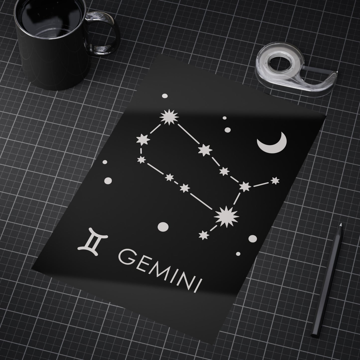 Gemini Starmap Unframed Prints - black