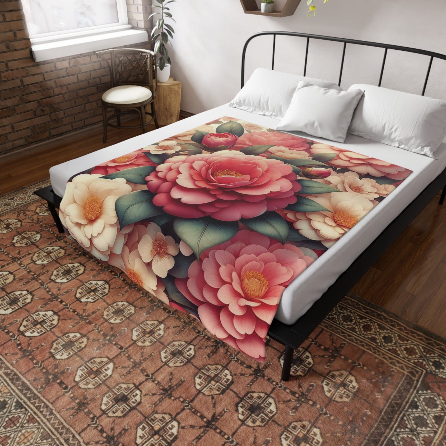 Camelias #3 Plush Fleece Blanket