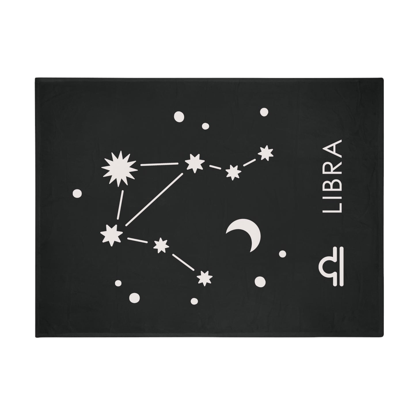 Libra Star Map Plush Fleece Blanket - black