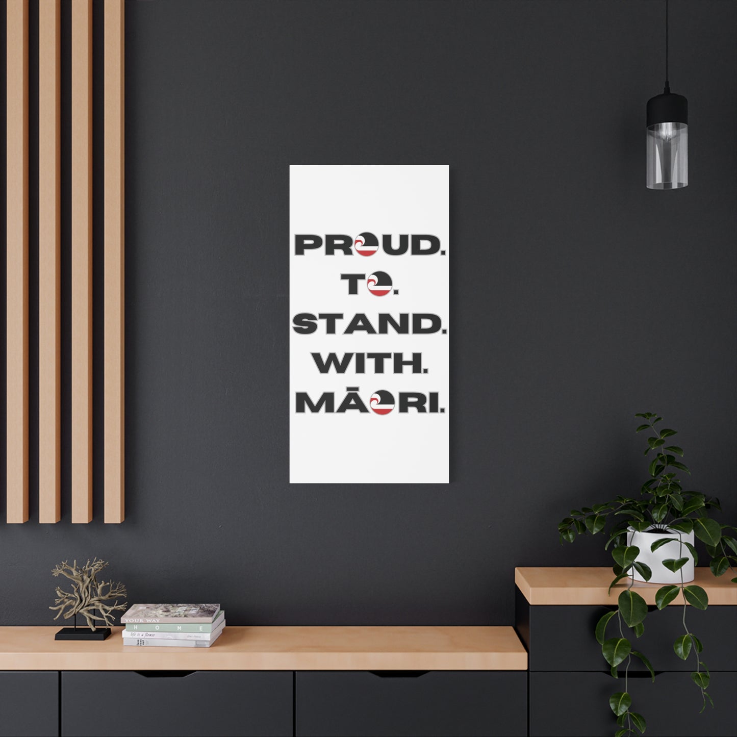 Proud. To. Stand. With. Māori. Classic Canvas - White