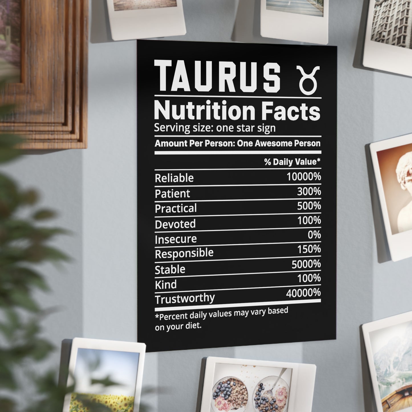 Taurus Nutrition Unframed Prints - black