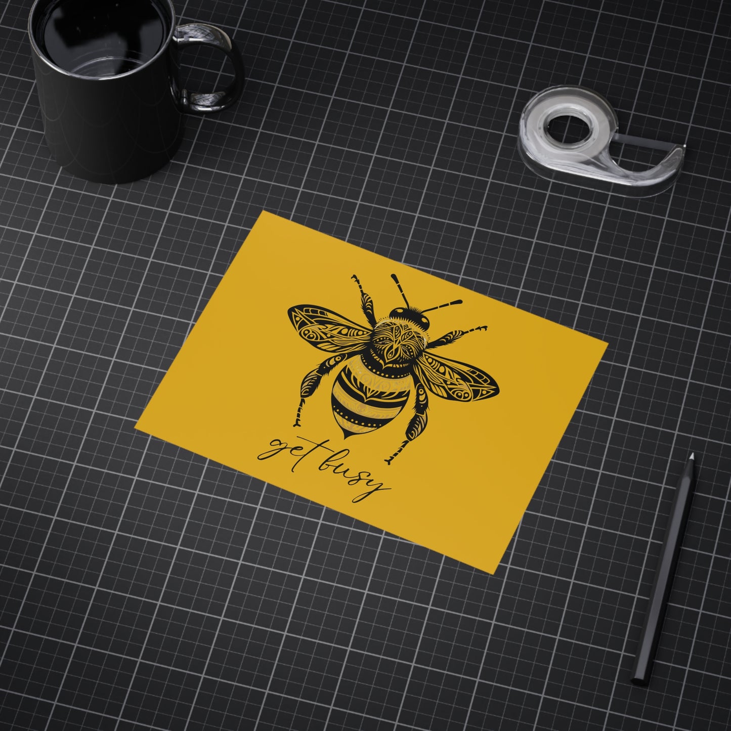 Get Busy Bee Unframed Prints - yellow