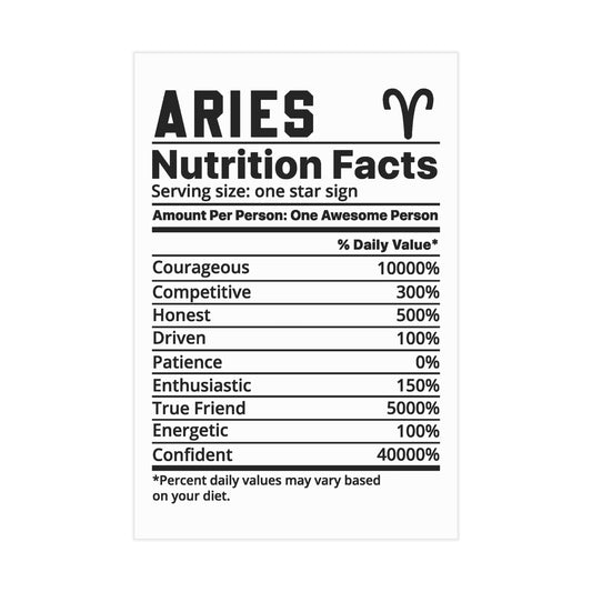 Aries Nutrition Unframed Prints - white