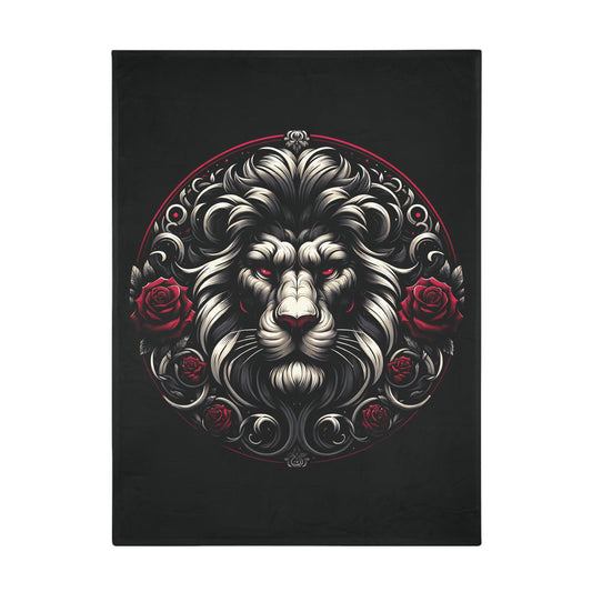 Gothic Leo Plush Fleece Blanket - black