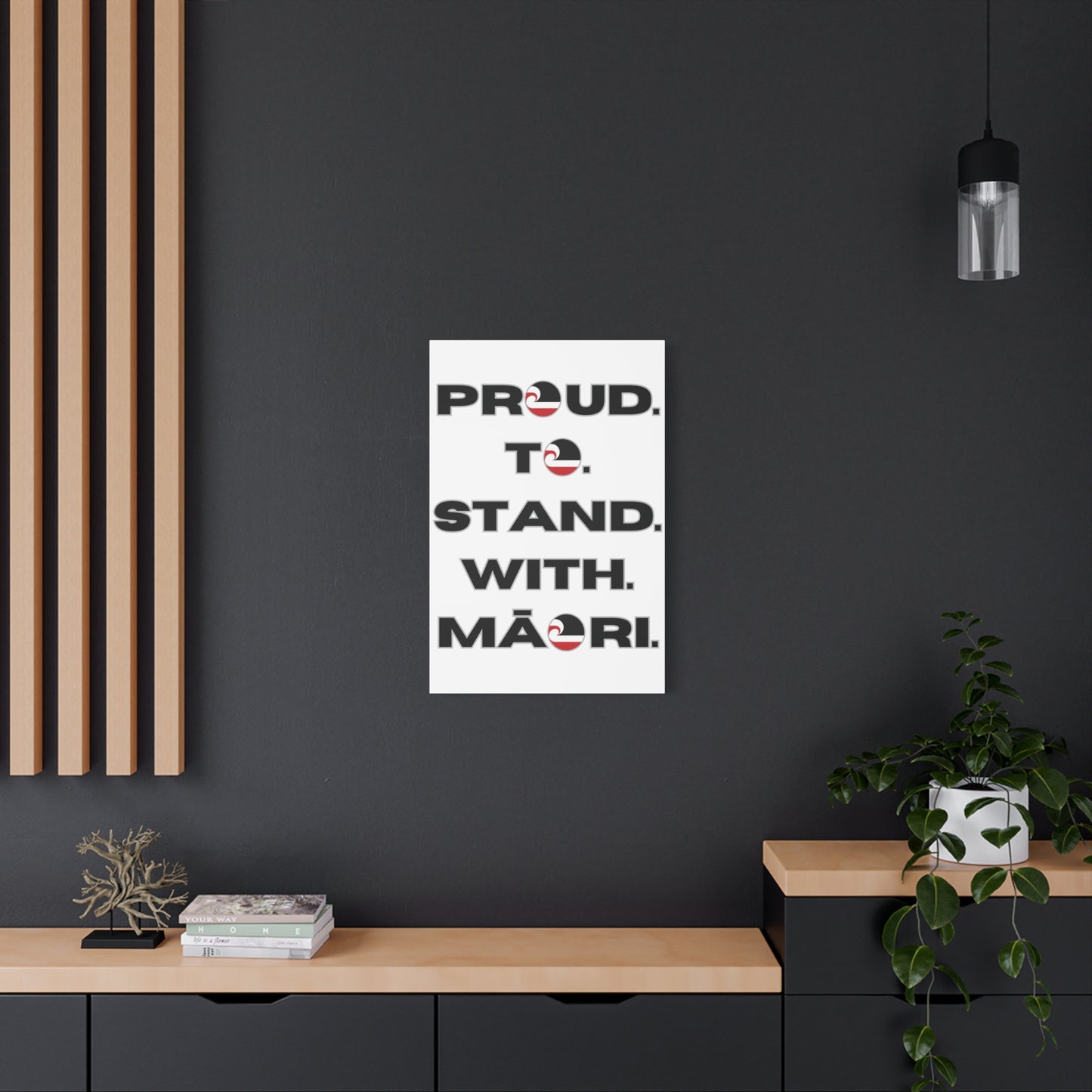 Proud. To. Stand. With. Māori. Classic Canvas - White