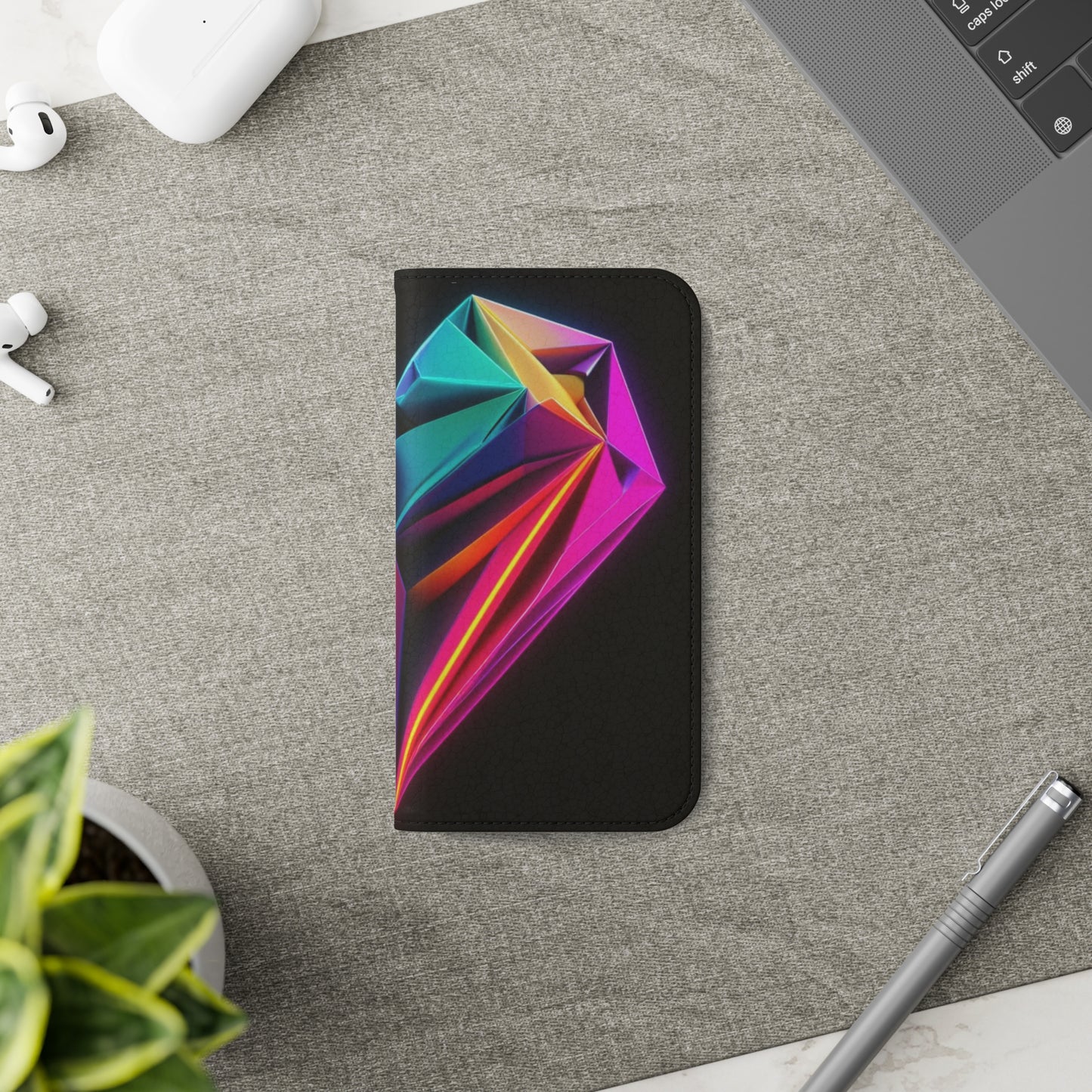 Origami Neon Heart Flip Cases - iPhone/Samsung