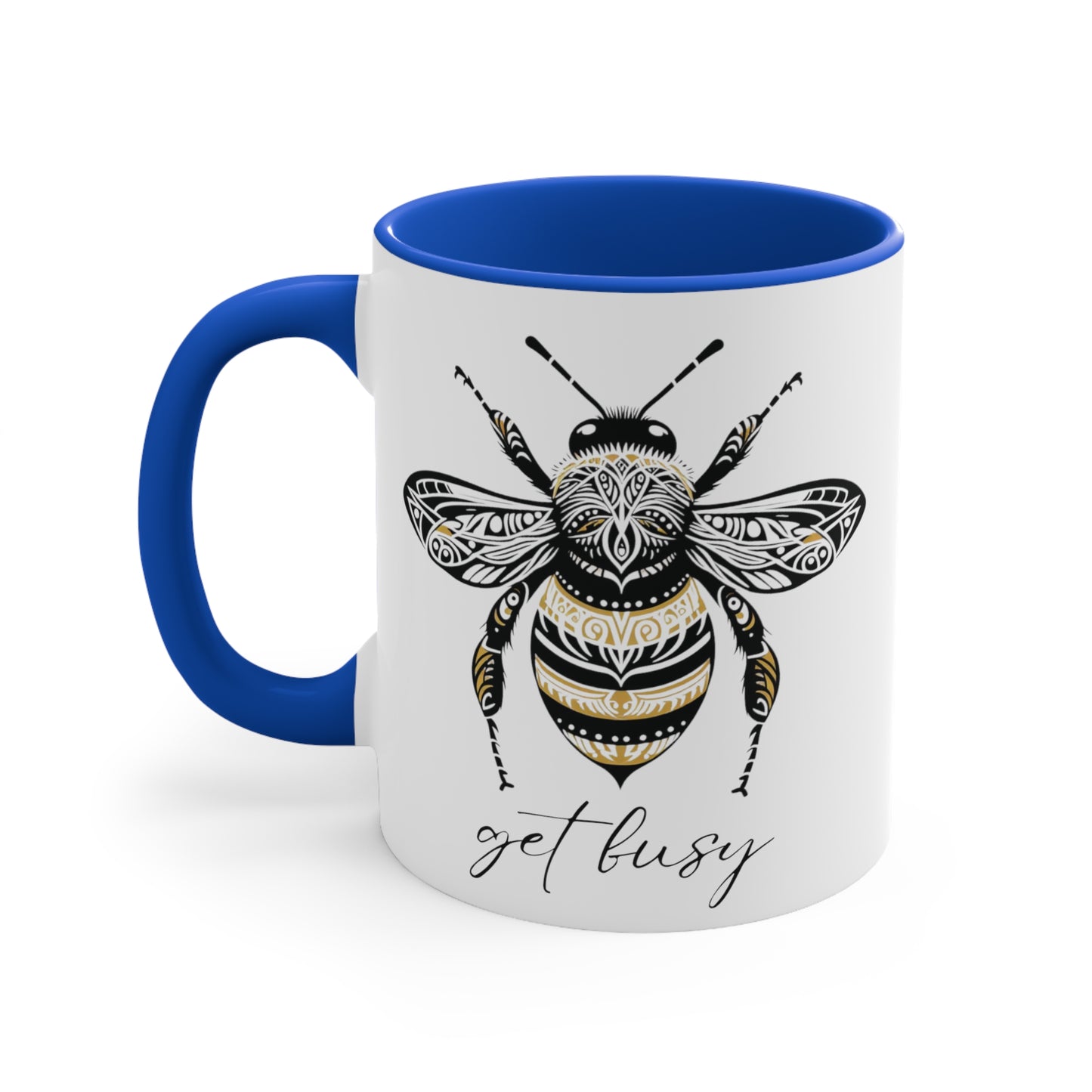 Get Busy Bee Colorful Accent Mugs, 11oz (330 ml)