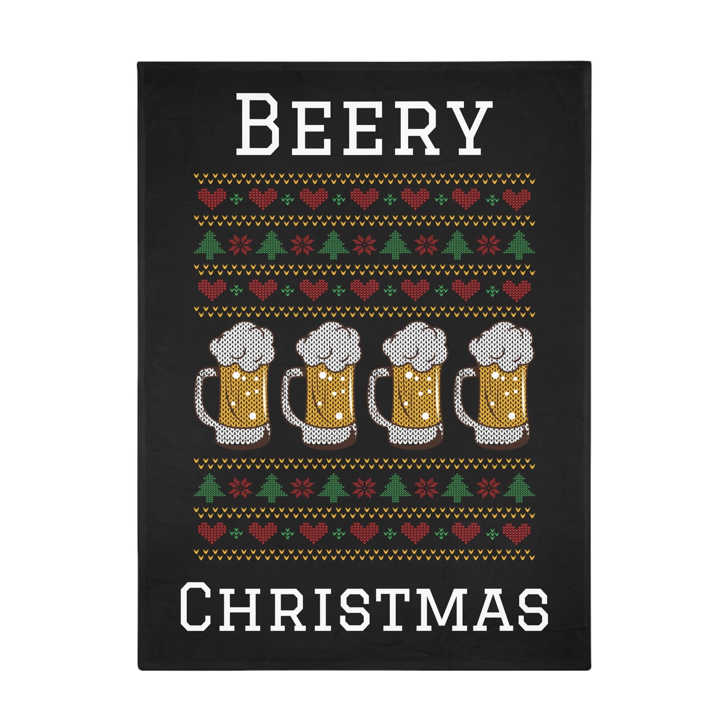 Ugly Christmas Sweater - Beery Christmas Plush Fleece Blanket