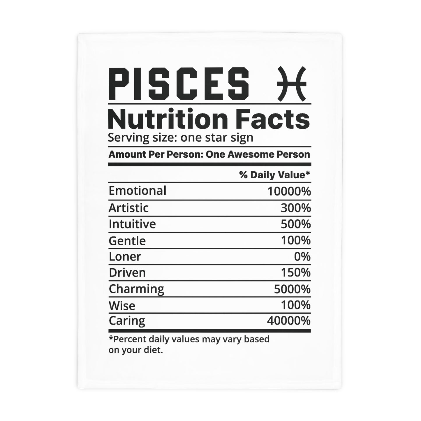 Pisces Nutrition Plush Fleece Blanket - white