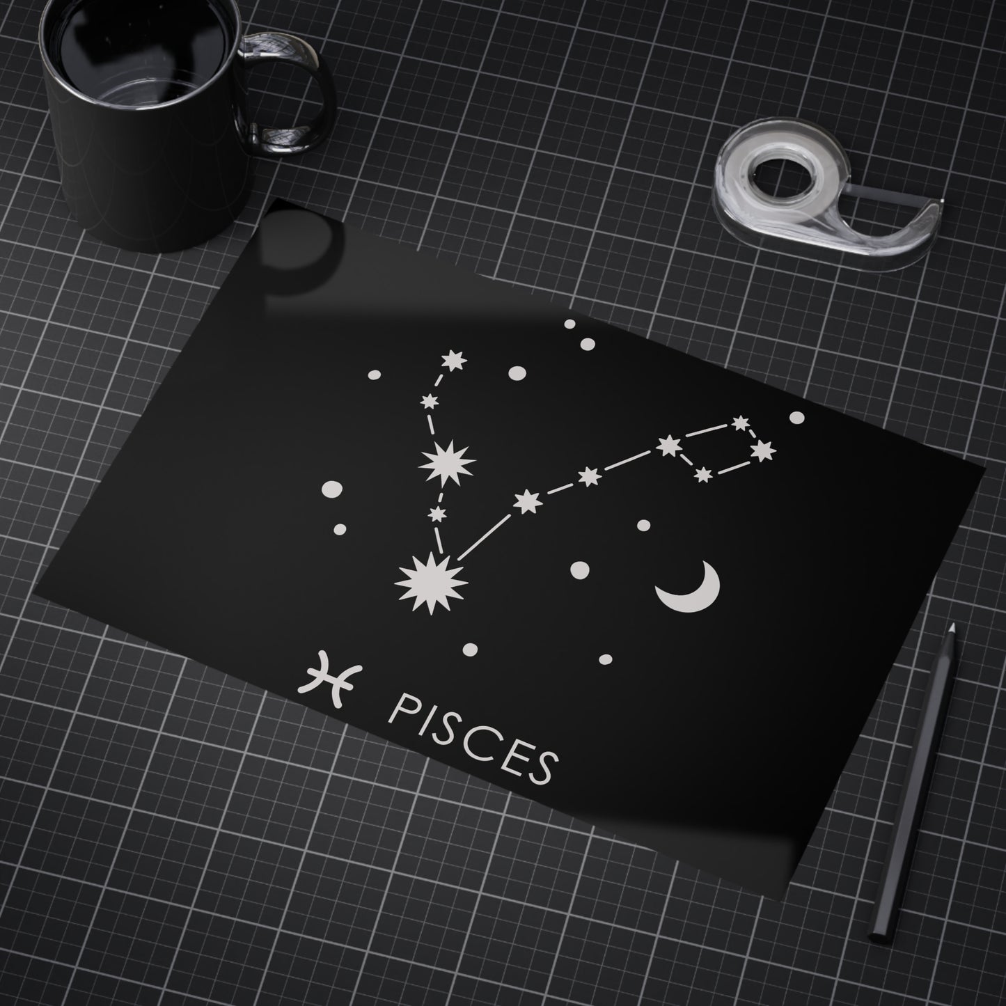 Pisces Starmap Unframed Prints - black