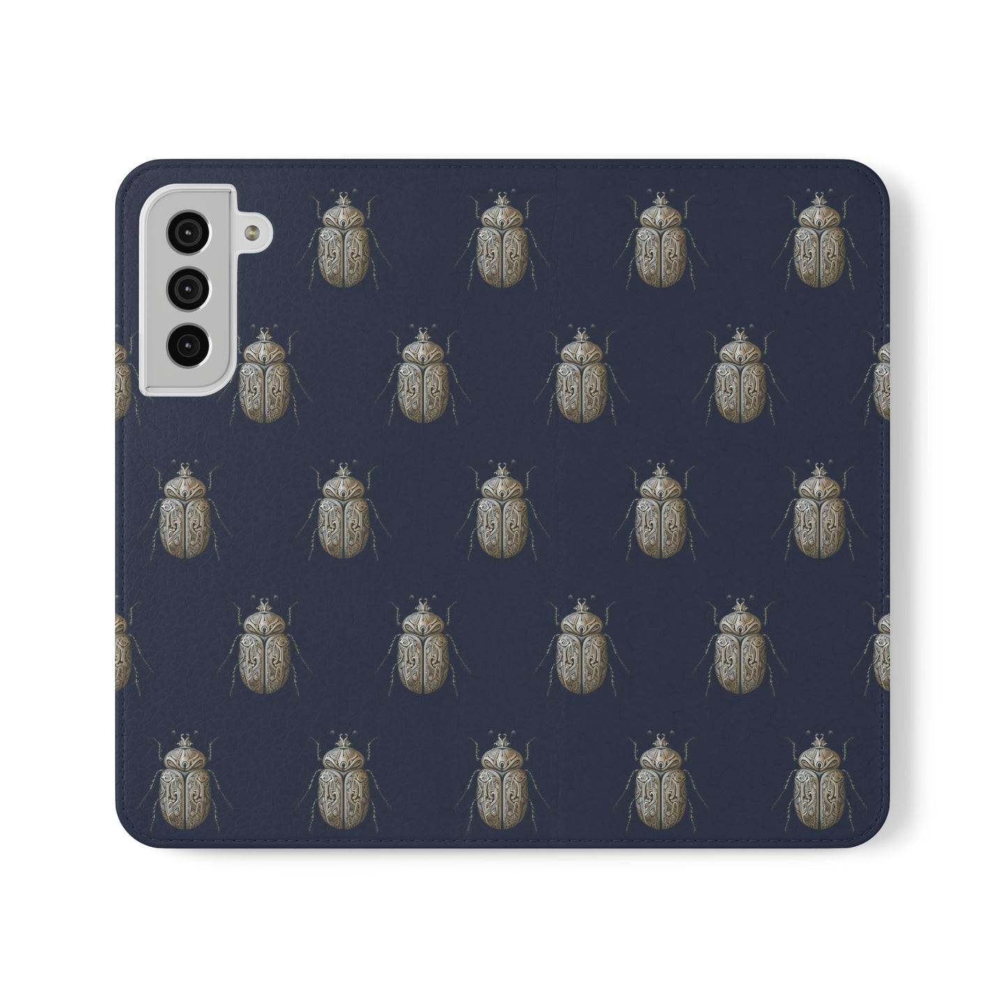 Carved Beetle Flip Cases for iPhone/Samsung - navy