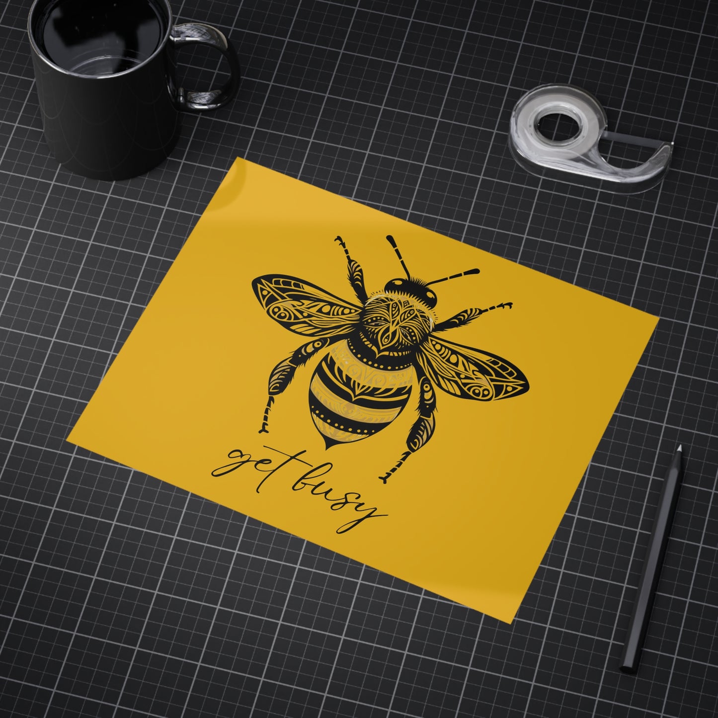 Get Busy Bee Unframed Prints - yellow