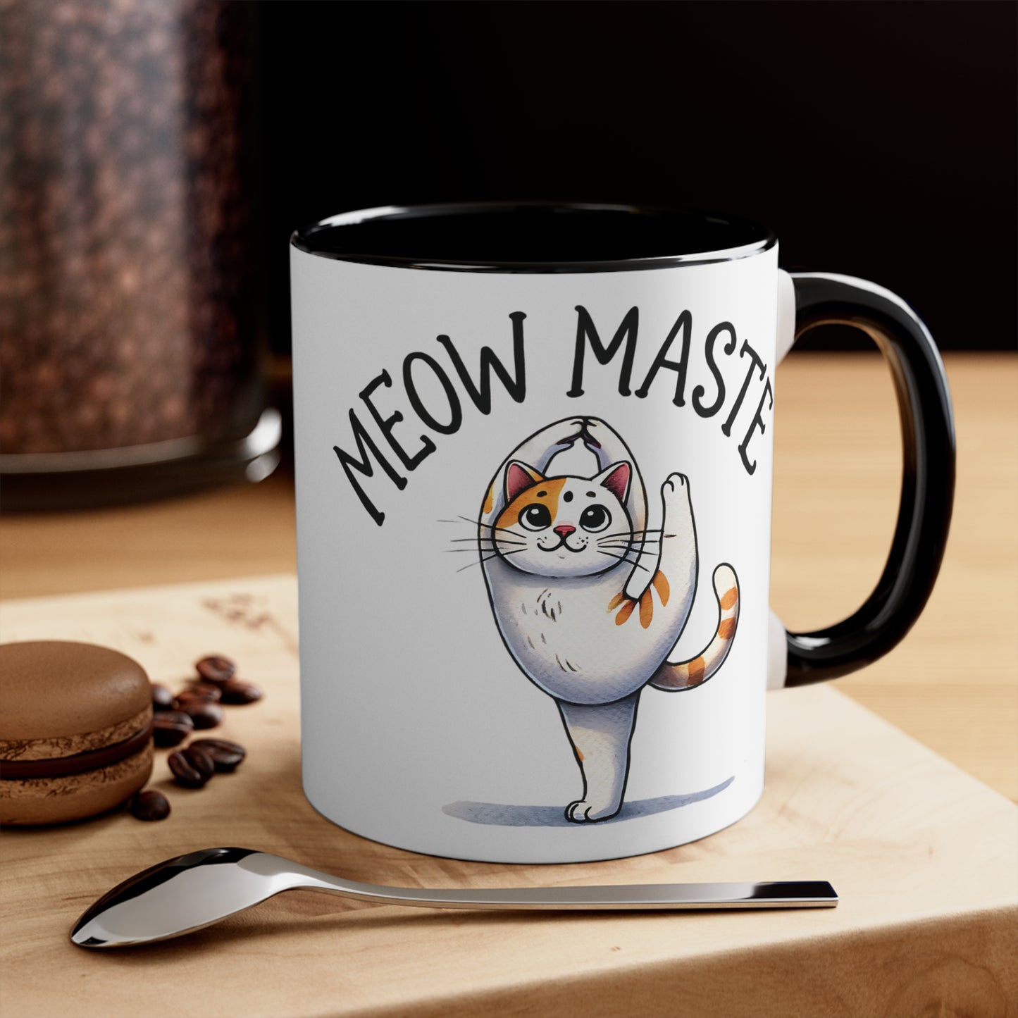 Meow Maste Color Accent Mug 11oz - Zen Meditation Gift