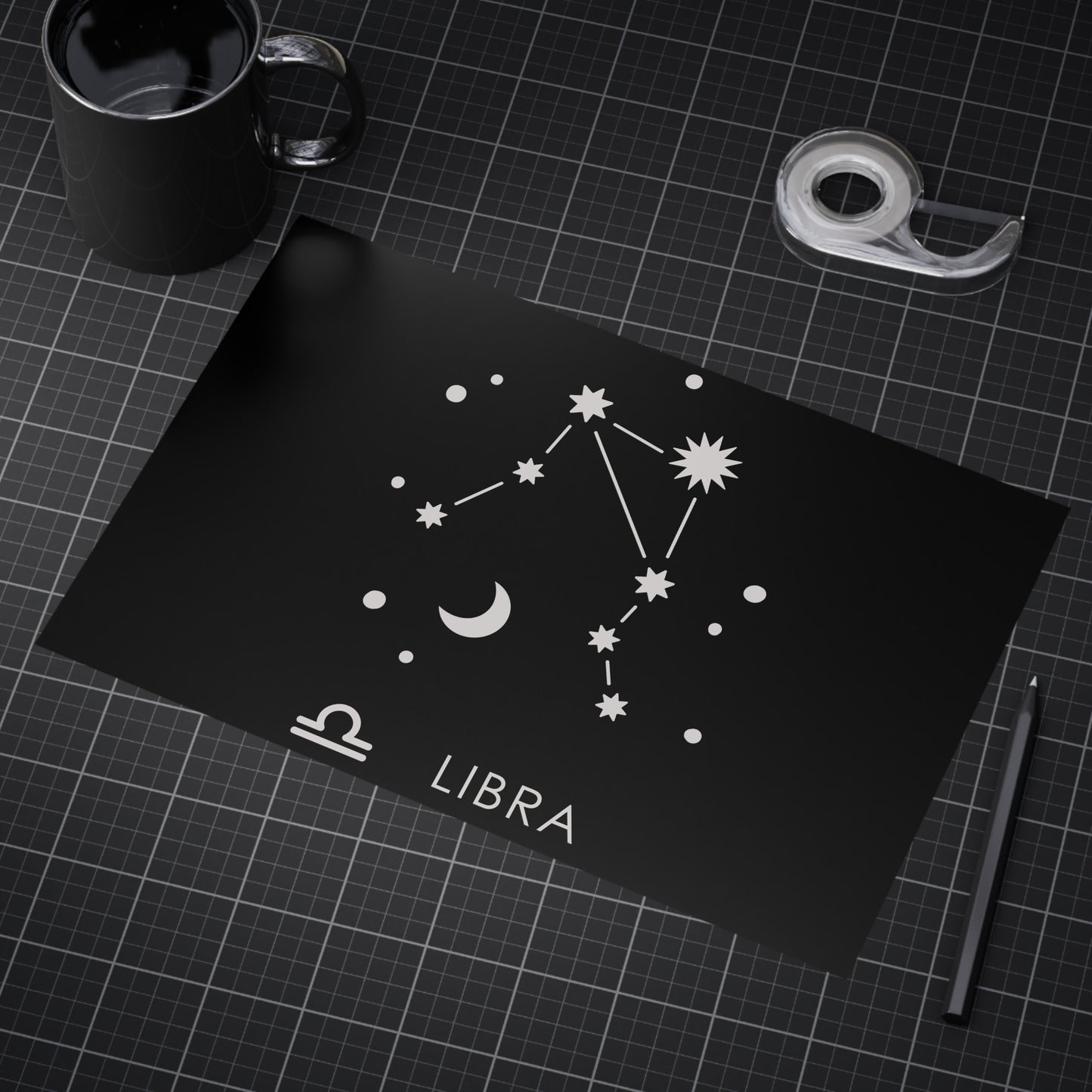 Libra Starmap Unframed Prints - black