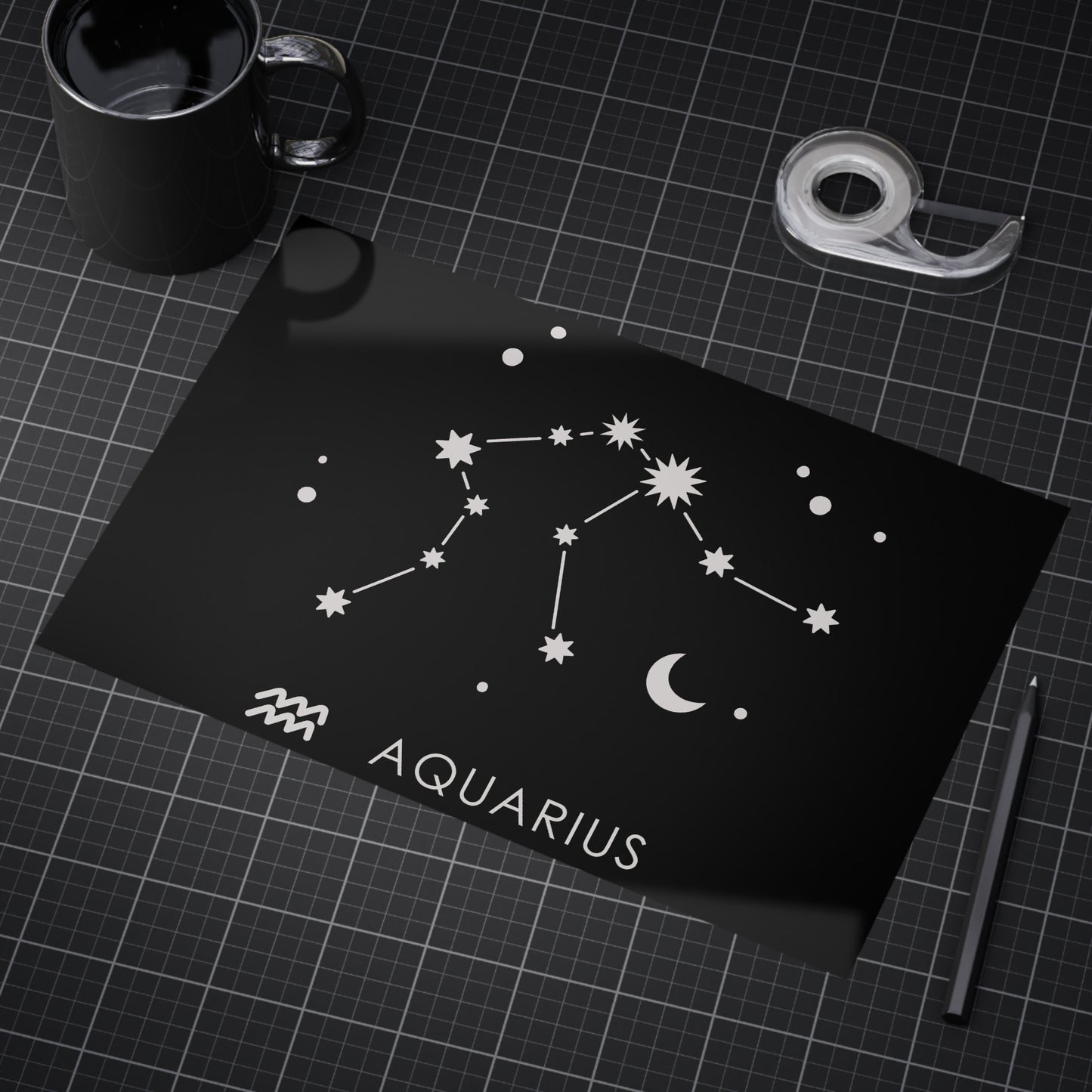 Aquarius Starmap Unframed Prints - black