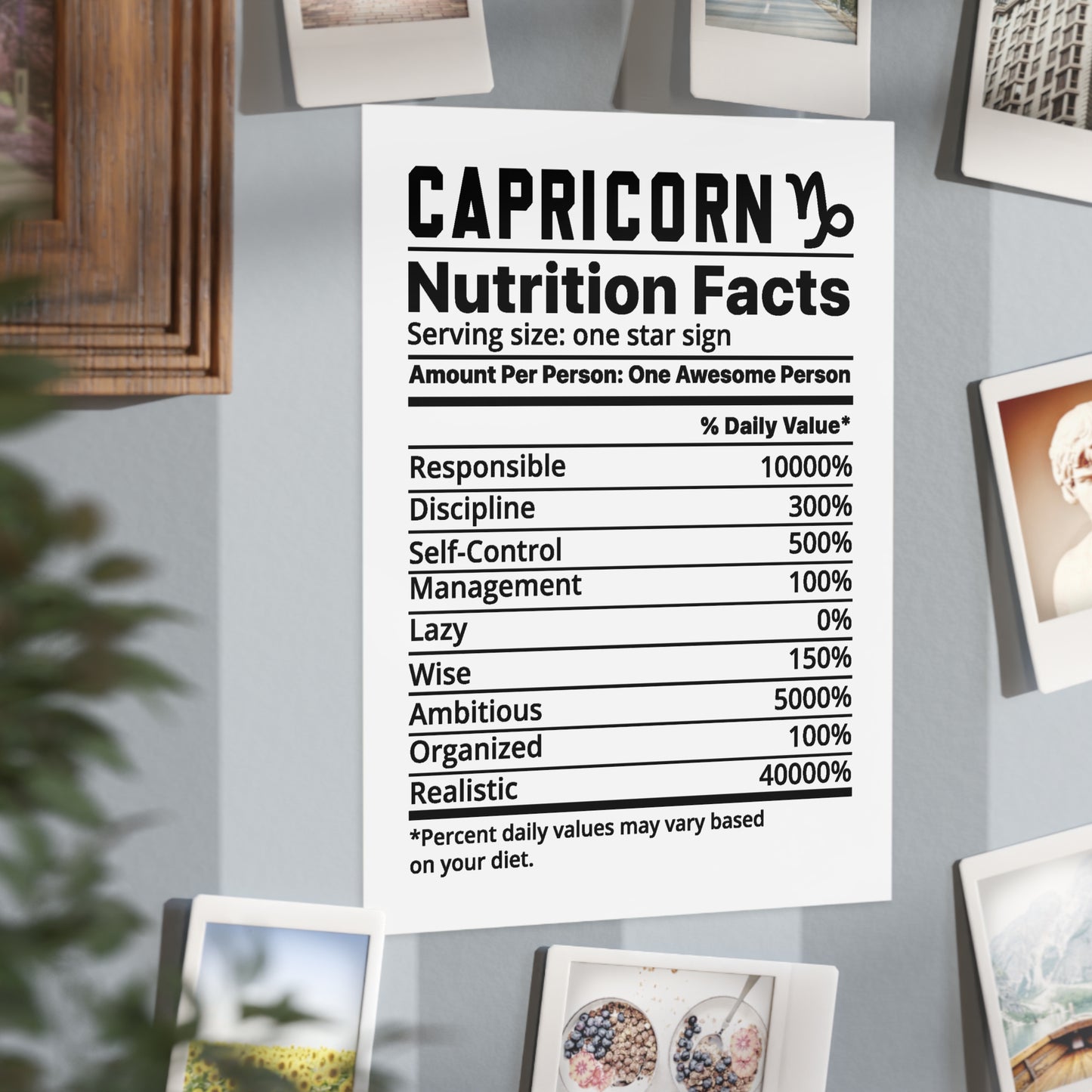 Capricorn Nutrition Unframed Prints - white