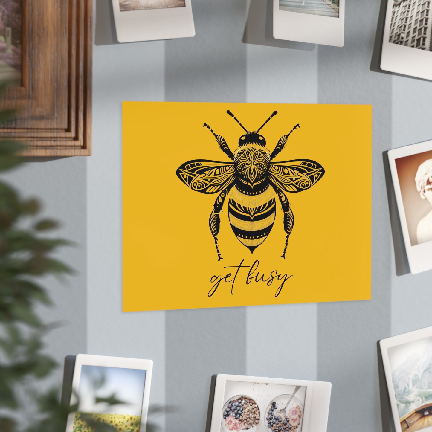 Get Busy Bee Unframed Prints - yellow