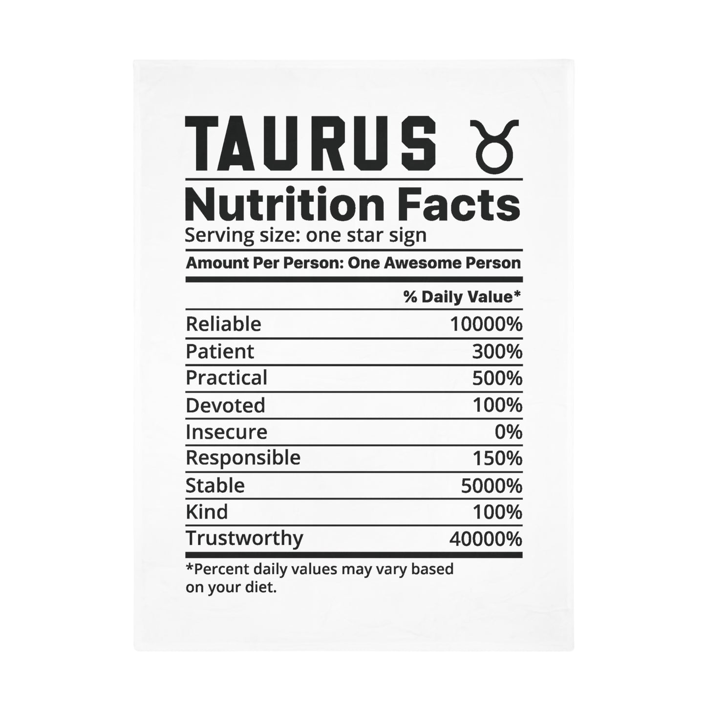 Taurus Nutrition Plush Fleece Blanket - white