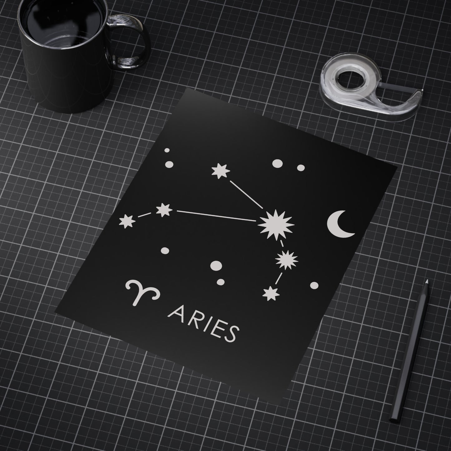 Aries Starmap Unframed Prints - black