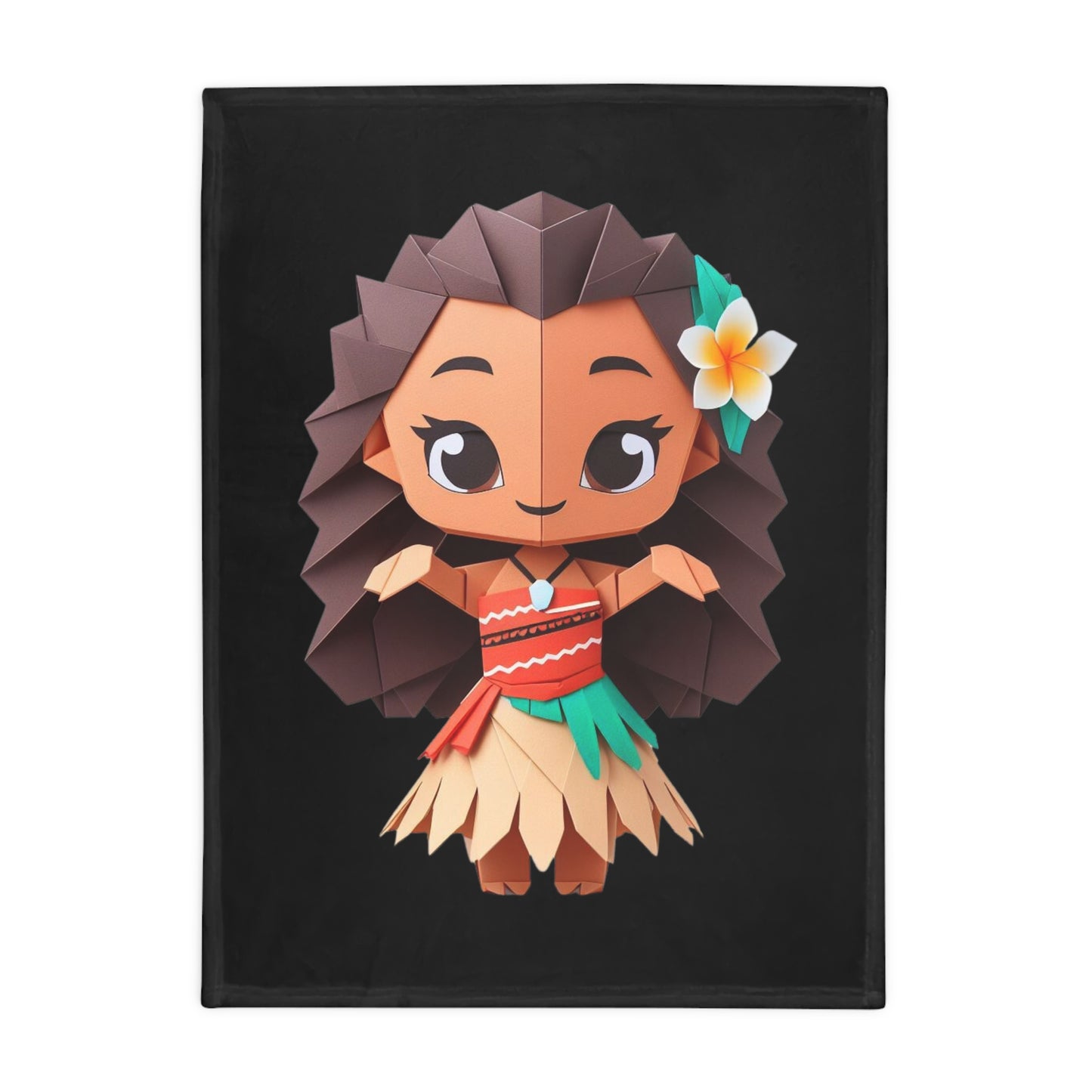 Origami Moana Plush Fleece Blanket - Black