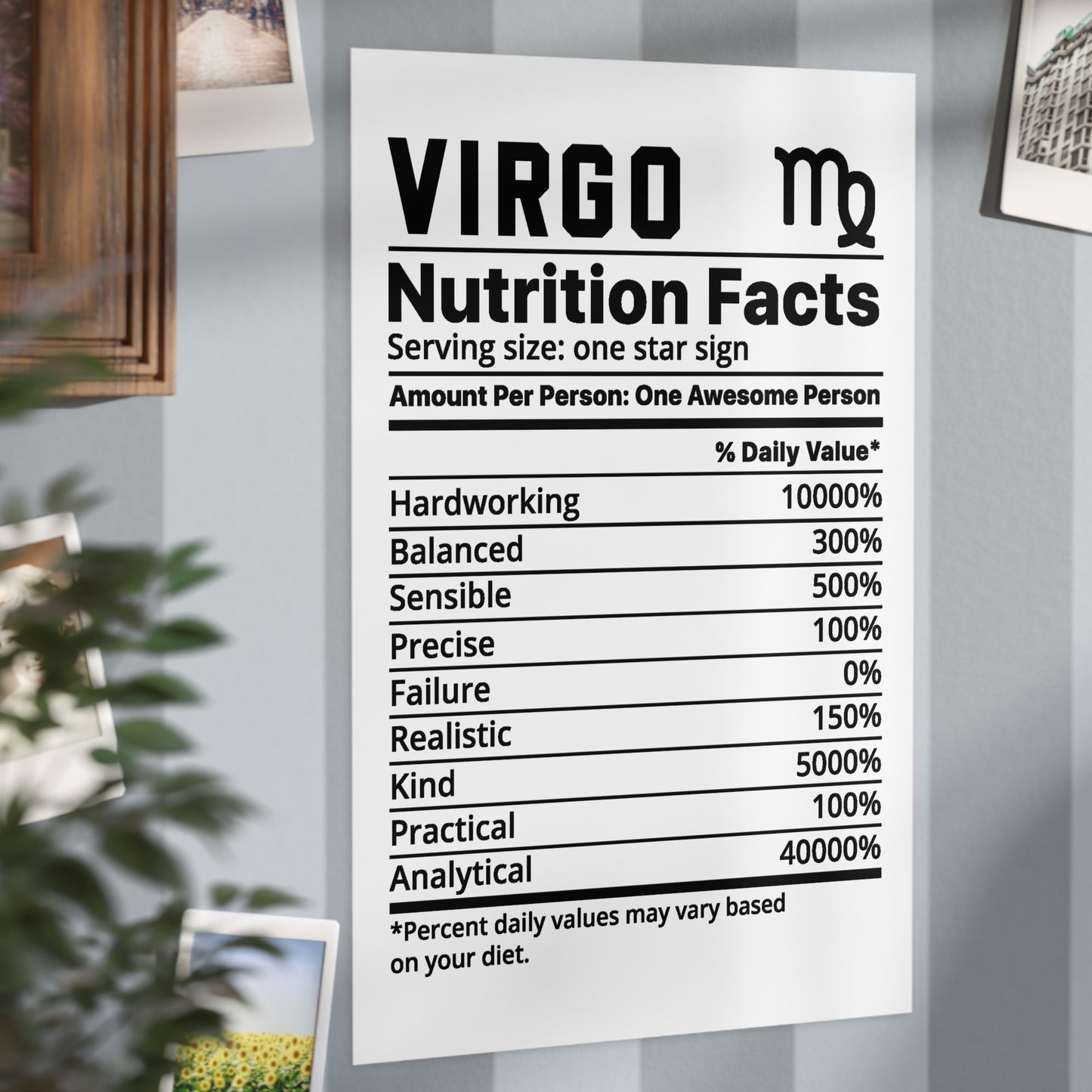 Virgo Nutrition Unframed Prints - white