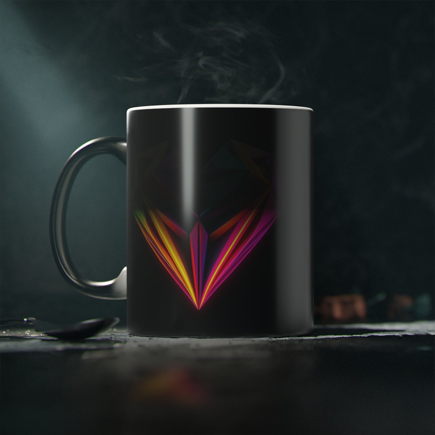 Origami Neon Heart Magic Mug